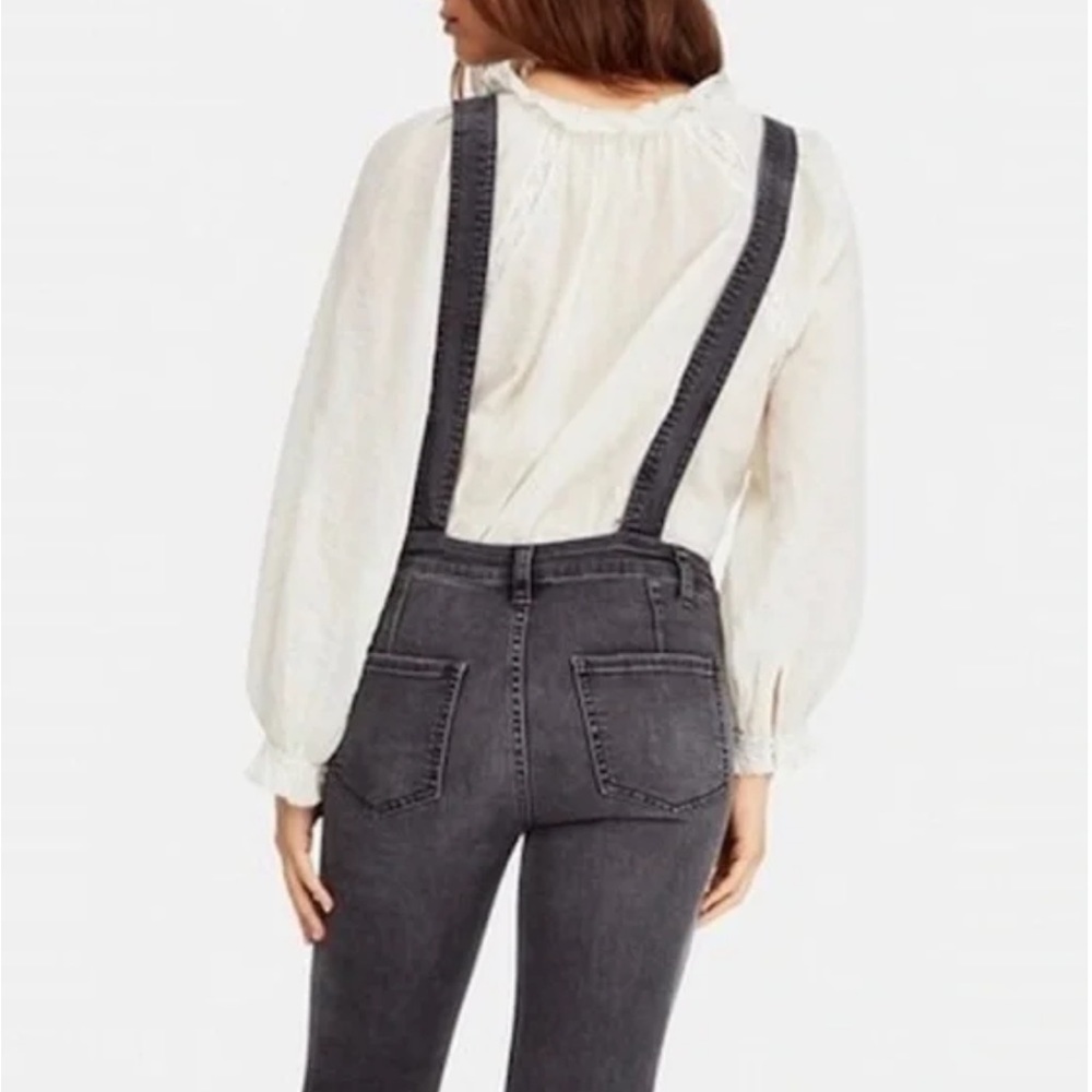 Free People Skinny Washed Overalls Dark Grey Size 27 - Picture 2 of 10